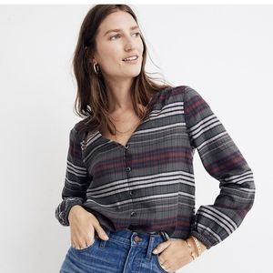 Madewell V-Neck Button Down Pineview Plaid